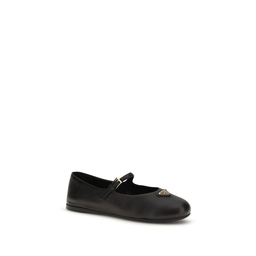 Prada Black Lamb Ovis Aries Aries Ballet Flats - Image 2