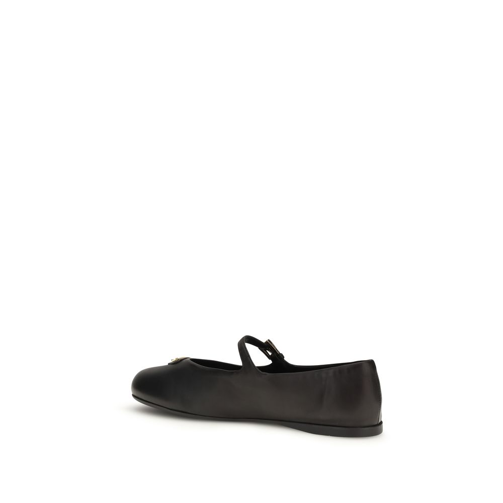 Prada Black Lamb Ovis Aries Aries Ballet Flats - Image 3