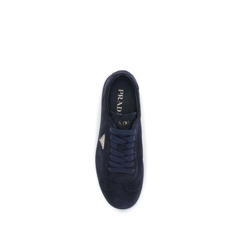 Prada Blue Calf Leather Bos Taurus Sneakers - Image 4