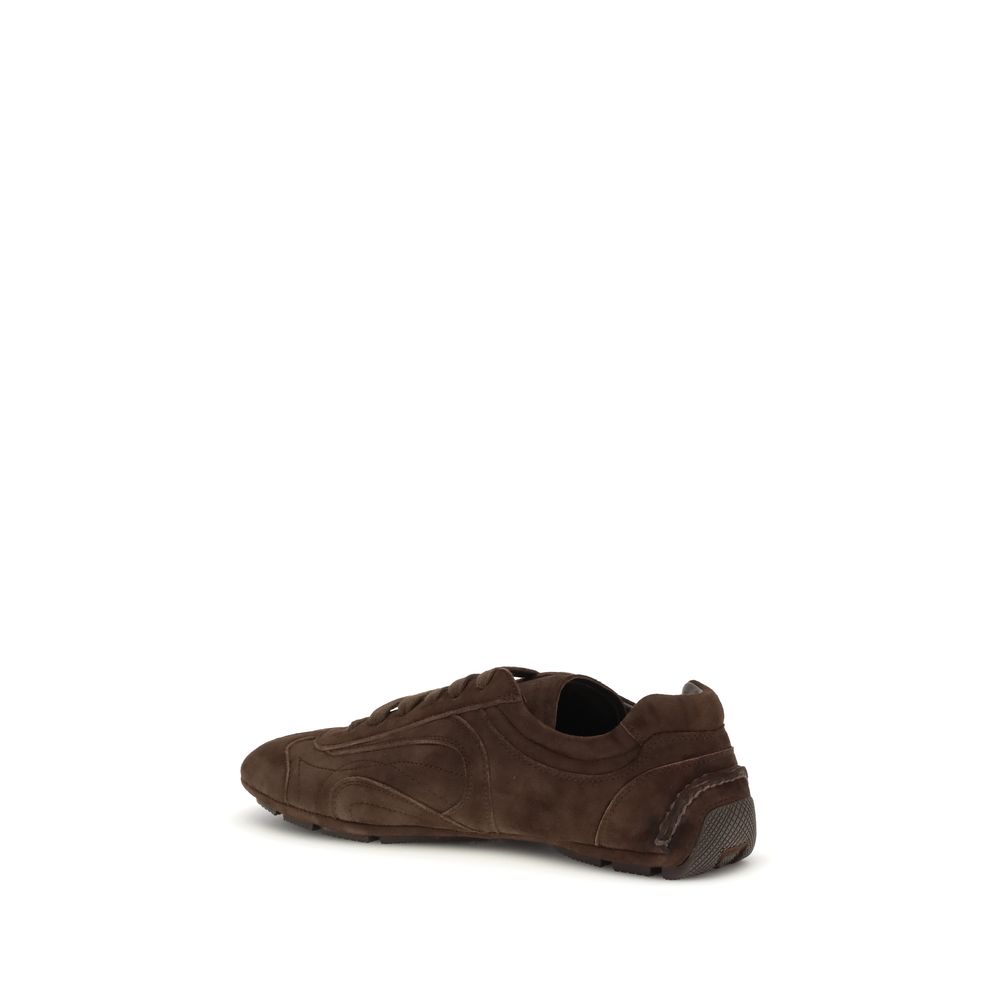 Prada Brown Calf Leather Bos Taurus Sneakers - Image 3