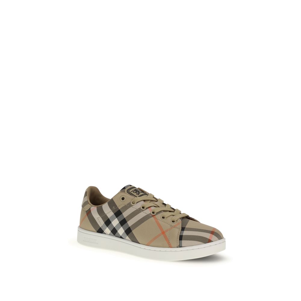 Burberry Beige Cotton Low Top Sneakers - Image 2