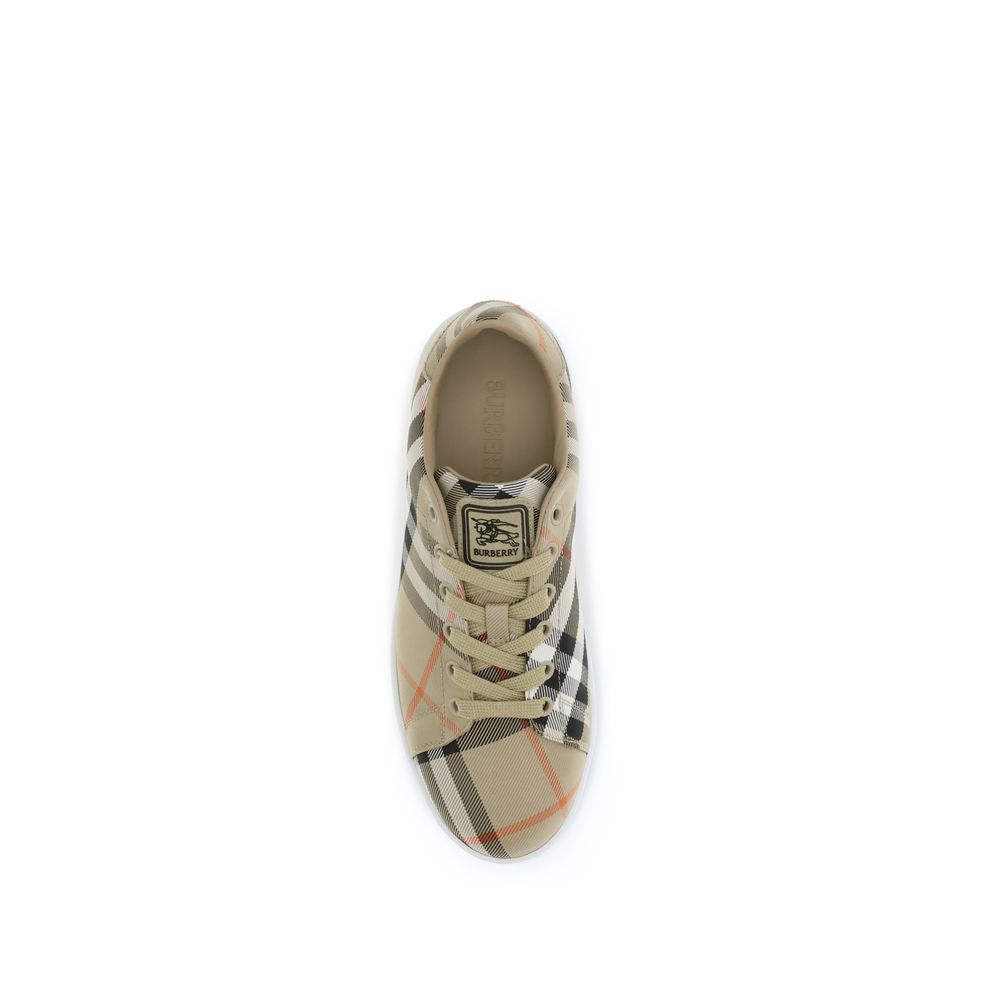 Burberry Beige Cotton Low Top Sneakers - Image 4