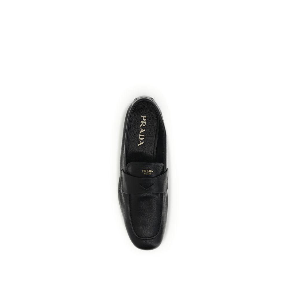 Prada Black Calf Leather Bos Taurus Slip-On Loafers - Image 4