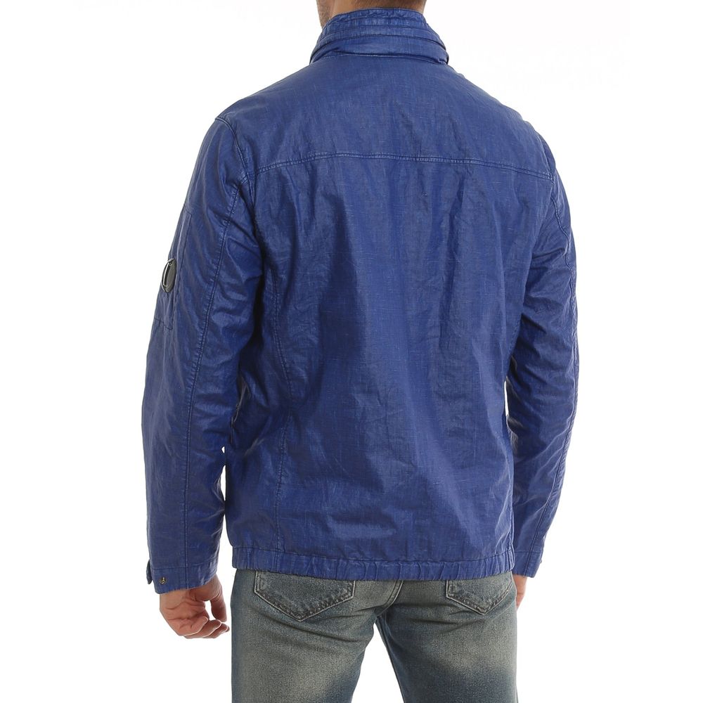 C.P. Company Blue Linen Full-Length Jacket - Image 3