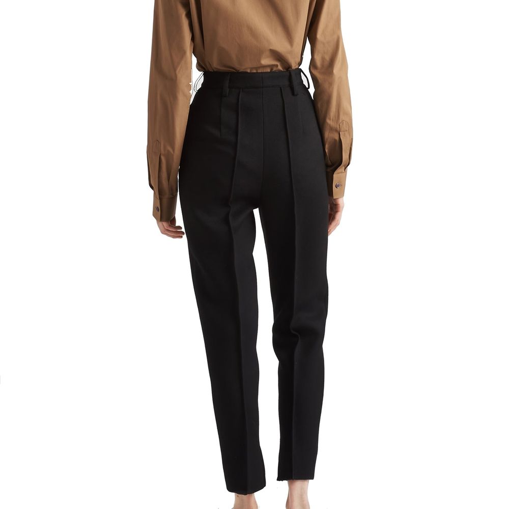 Prada Black Virgin Wool Casual Pants - Image 3