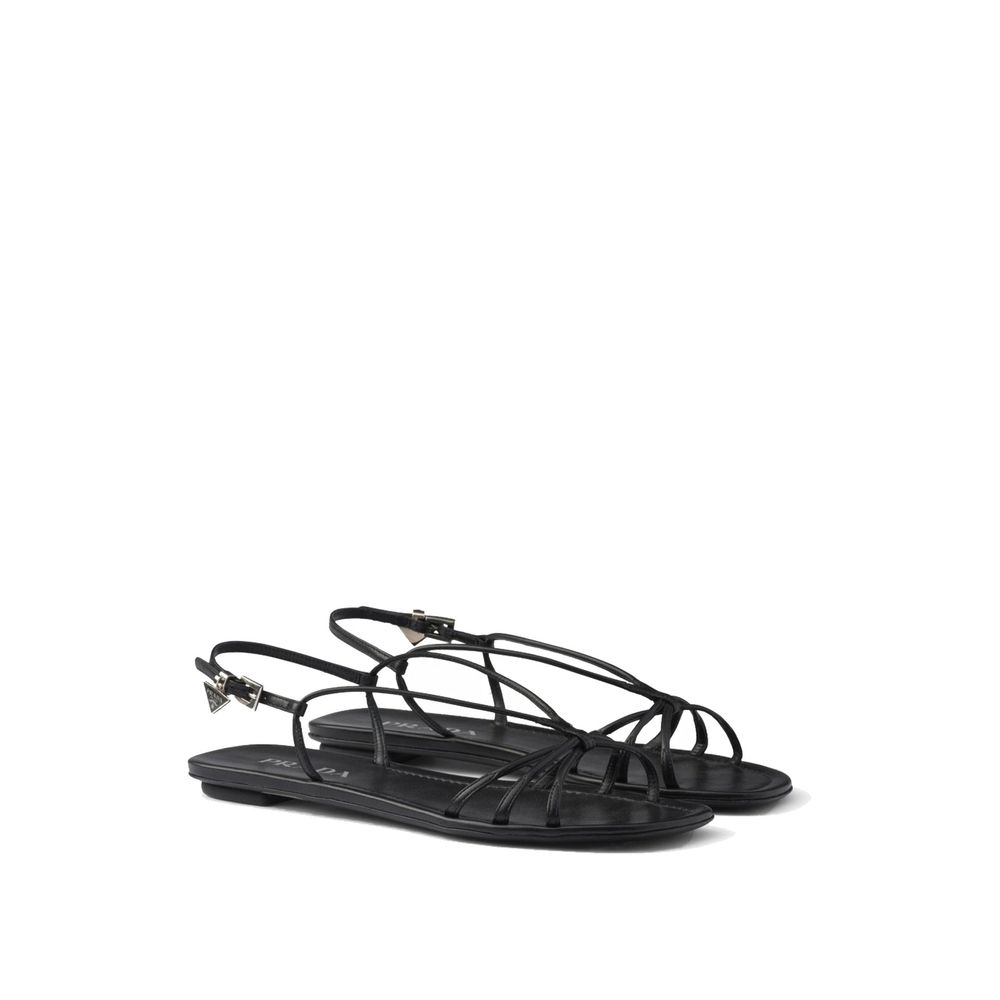 Prada Black Calfskin Strap-On Sandals - Image 2