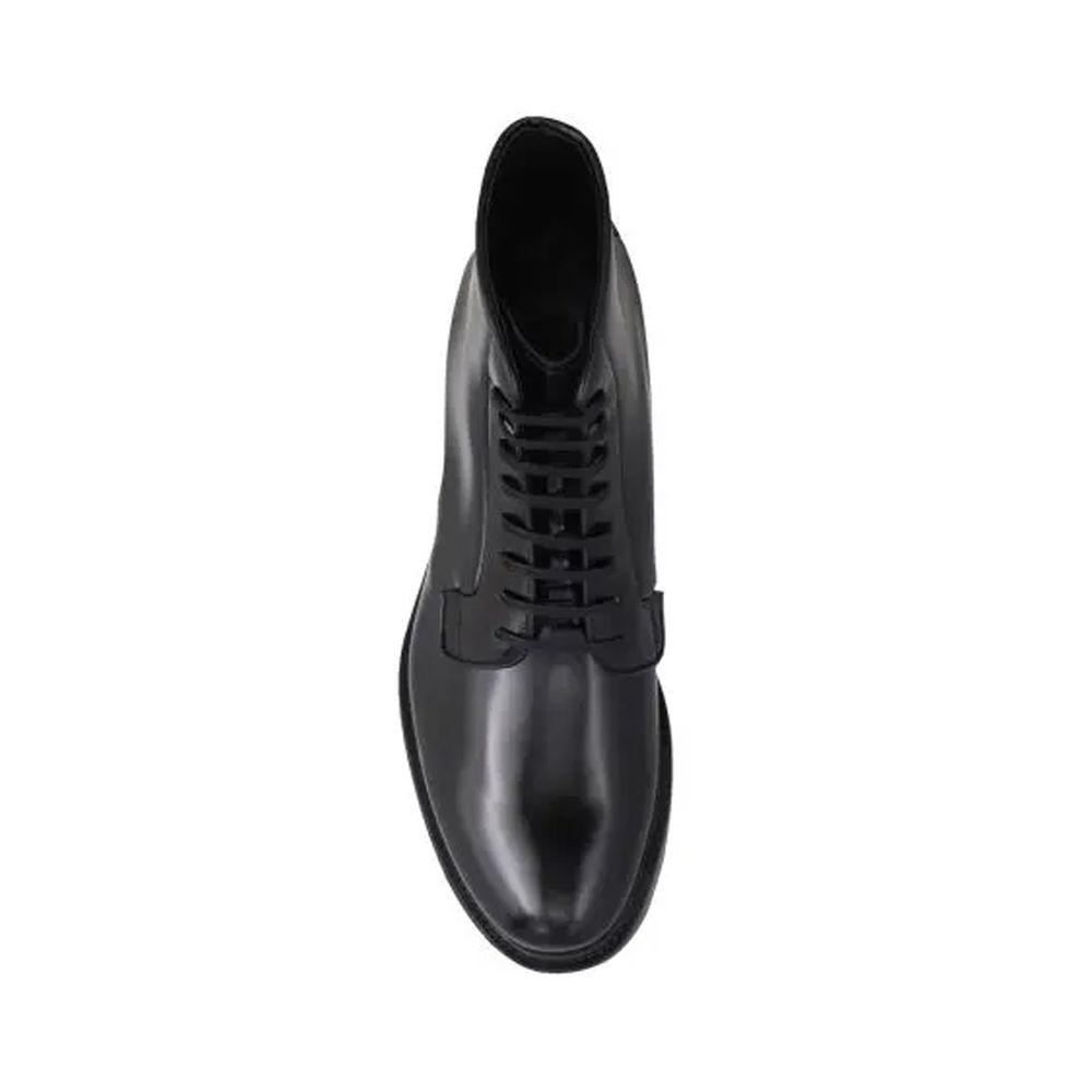 Prada Black Calfskin Lace-Up Boots - Image 4