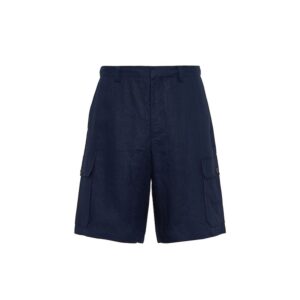 Prada Blue Linen Bermuda Shorts