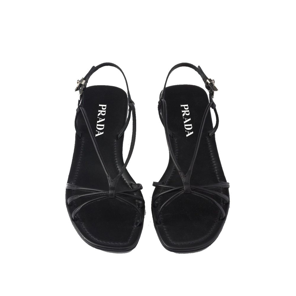 Prada Black Calfskin Strap-On Sandals - Image 4