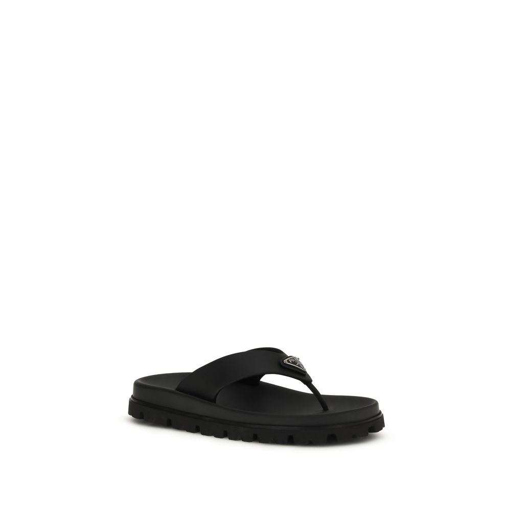 Prada Black Rubber Flip-Flop Sandals - Image 2