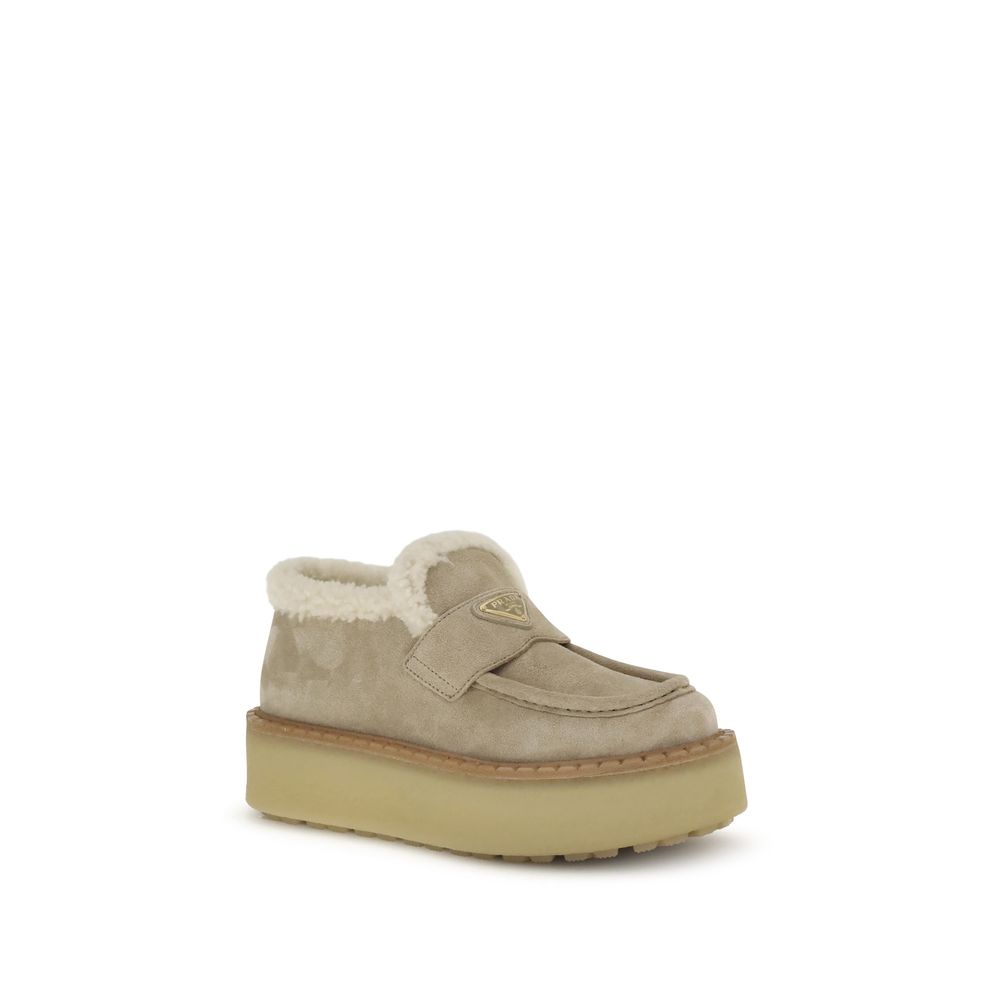 Prada Beige Calf Leather Bos Taurus Platform Loafers - Image 2