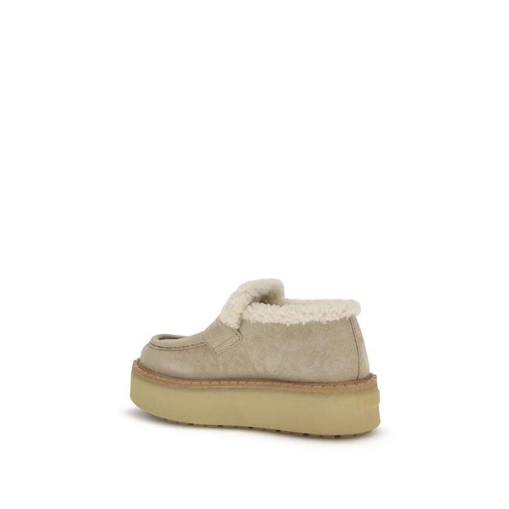 Prada Beige Calf Leather Bos Taurus Platform Loafers - Image 3