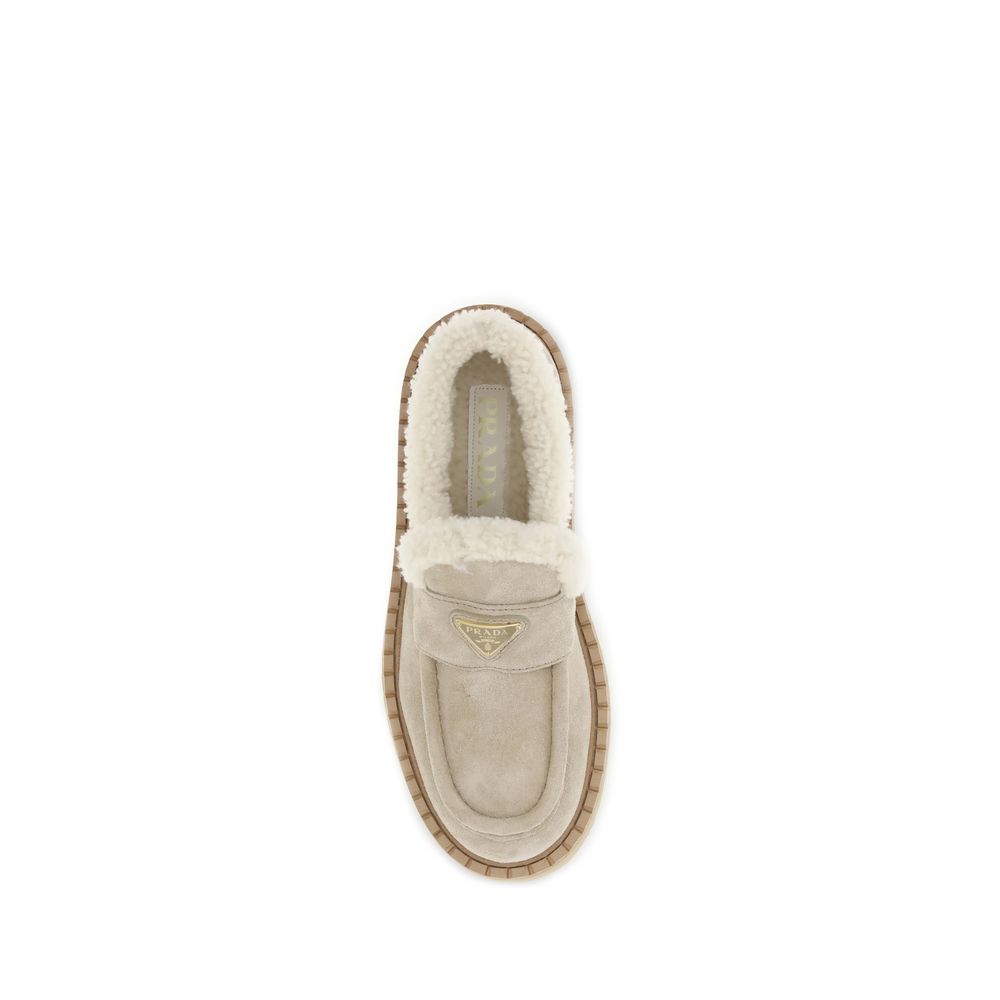 Prada Beige Calf Leather Bos Taurus Platform Loafers - Image 4
