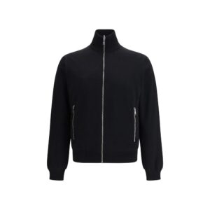 Prada Black Fleece Wool Full-Length Jacket