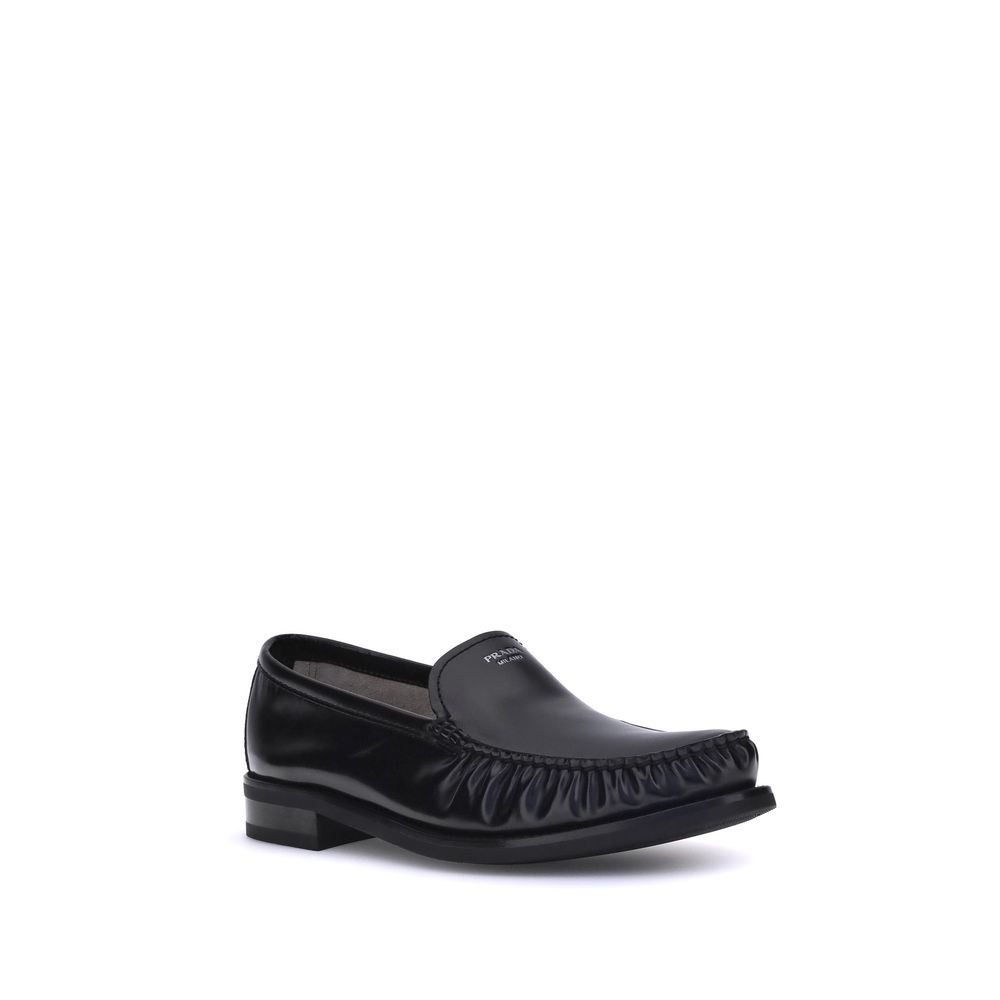 Prada Black Calf Leather Bos Taurus Slip-On Loafers - Image 2