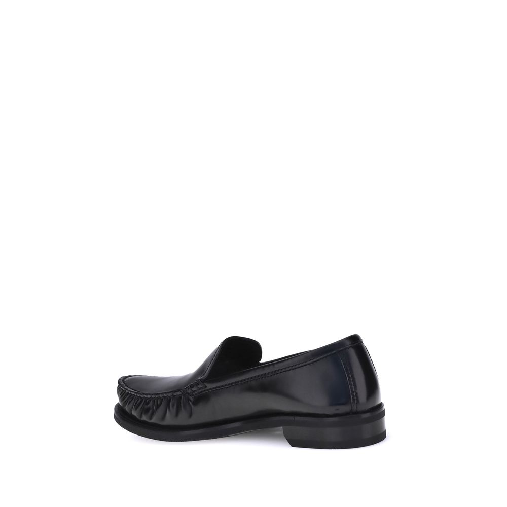 Prada Black Calf Leather Bos Taurus Slip-On Loafers - Image 3