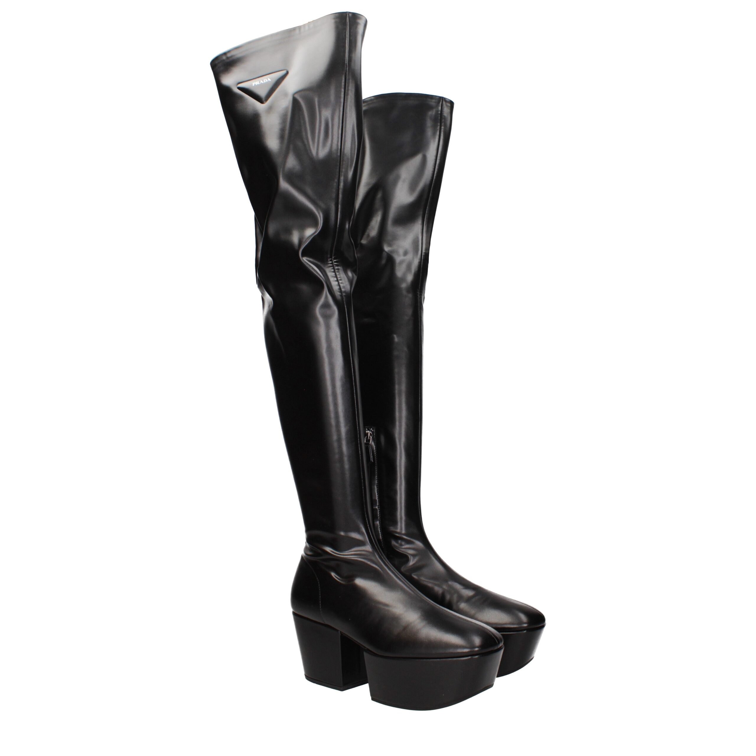 Prada Black Leather Over The Knee - Image 2