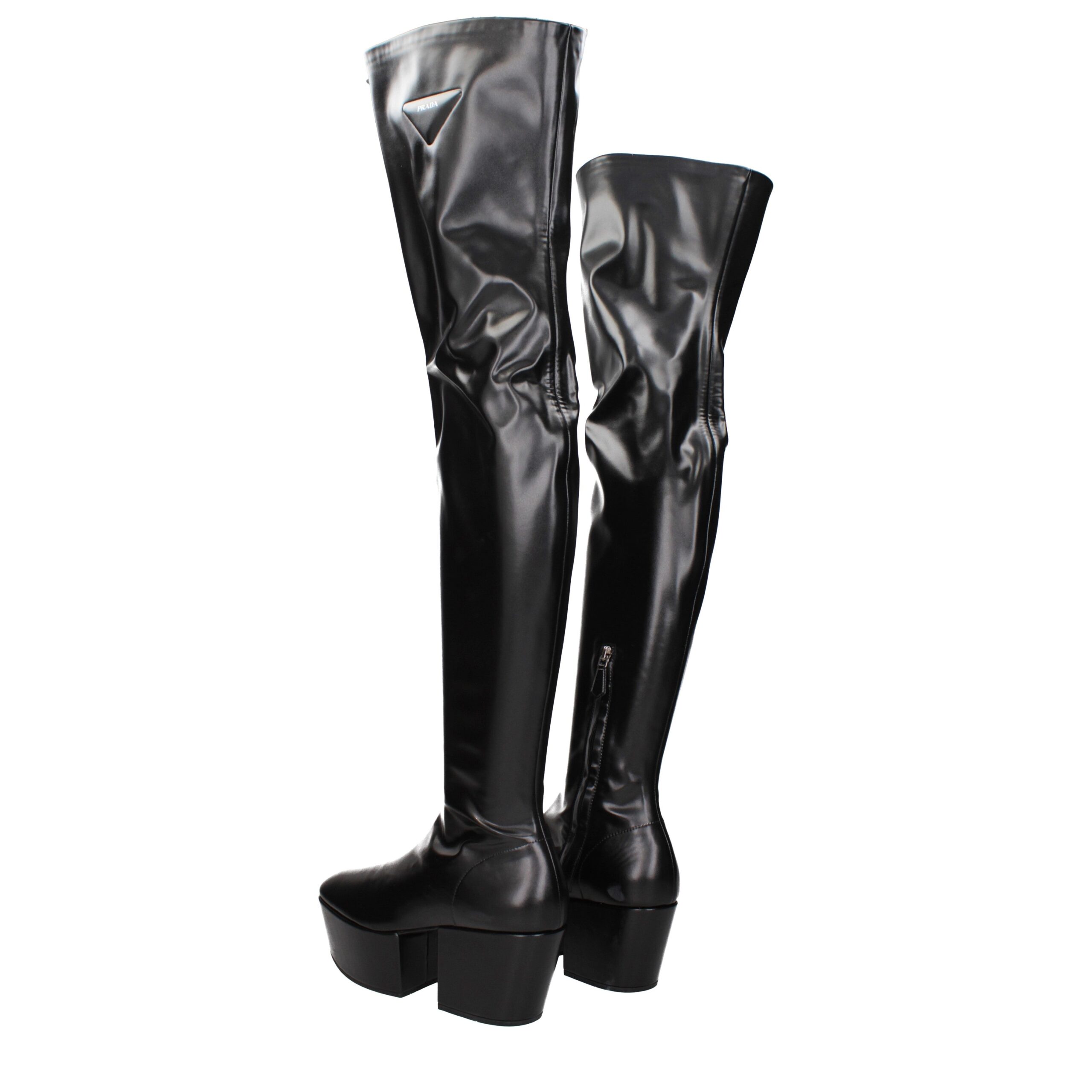 Prada Black Leather Over The Knee - Image 3