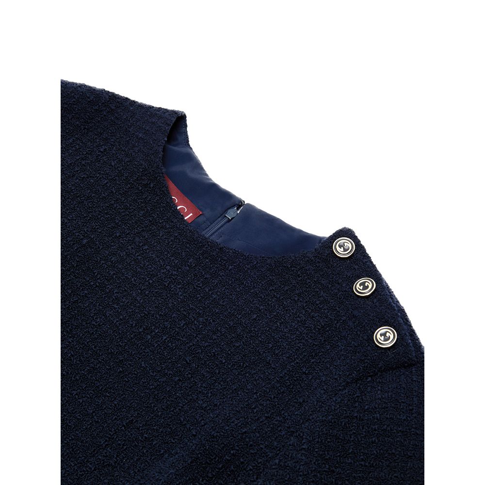 Gucci Navy Blue Wool Short Dress - Image 3