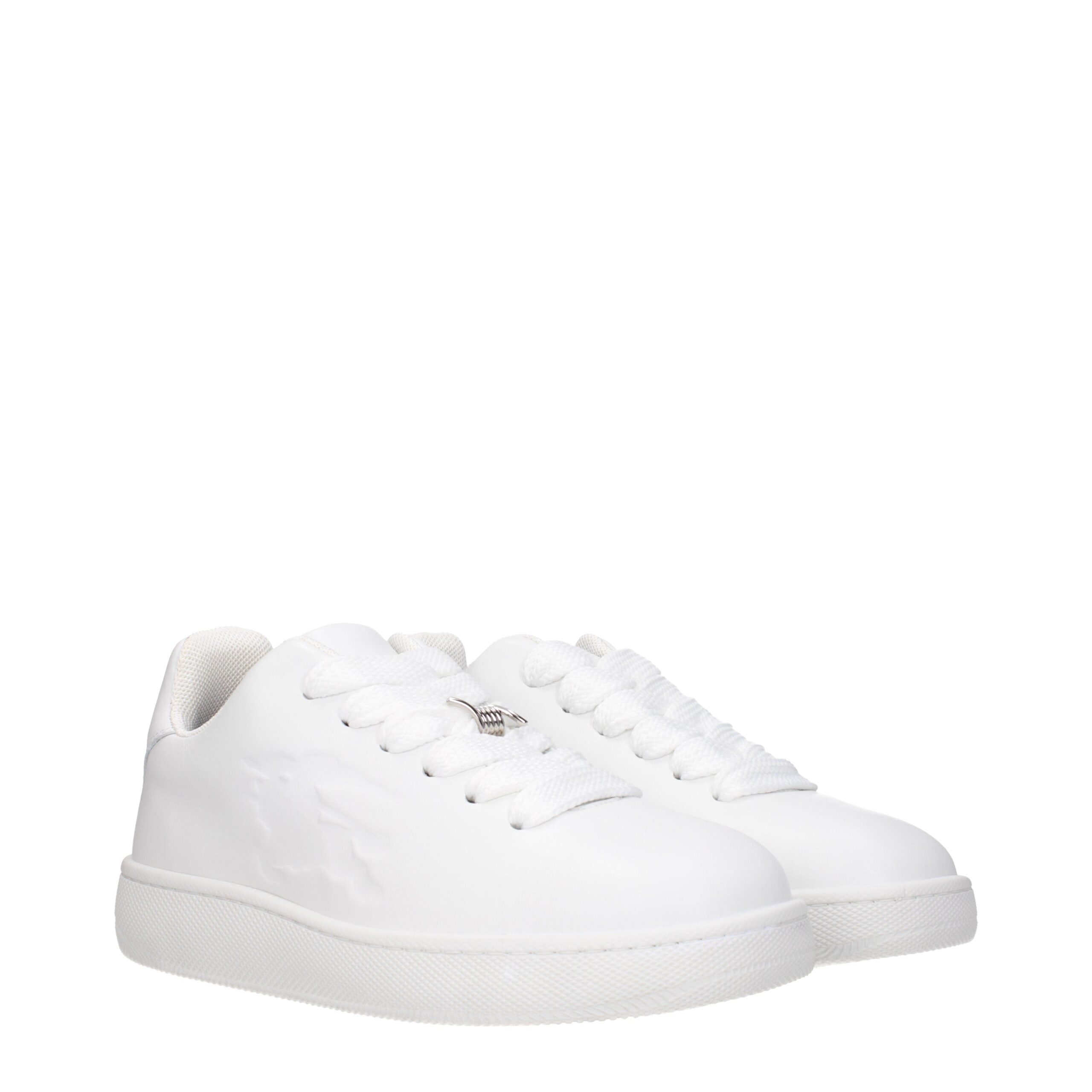 Burberry White Leather Low Top Sneakers - Image 2