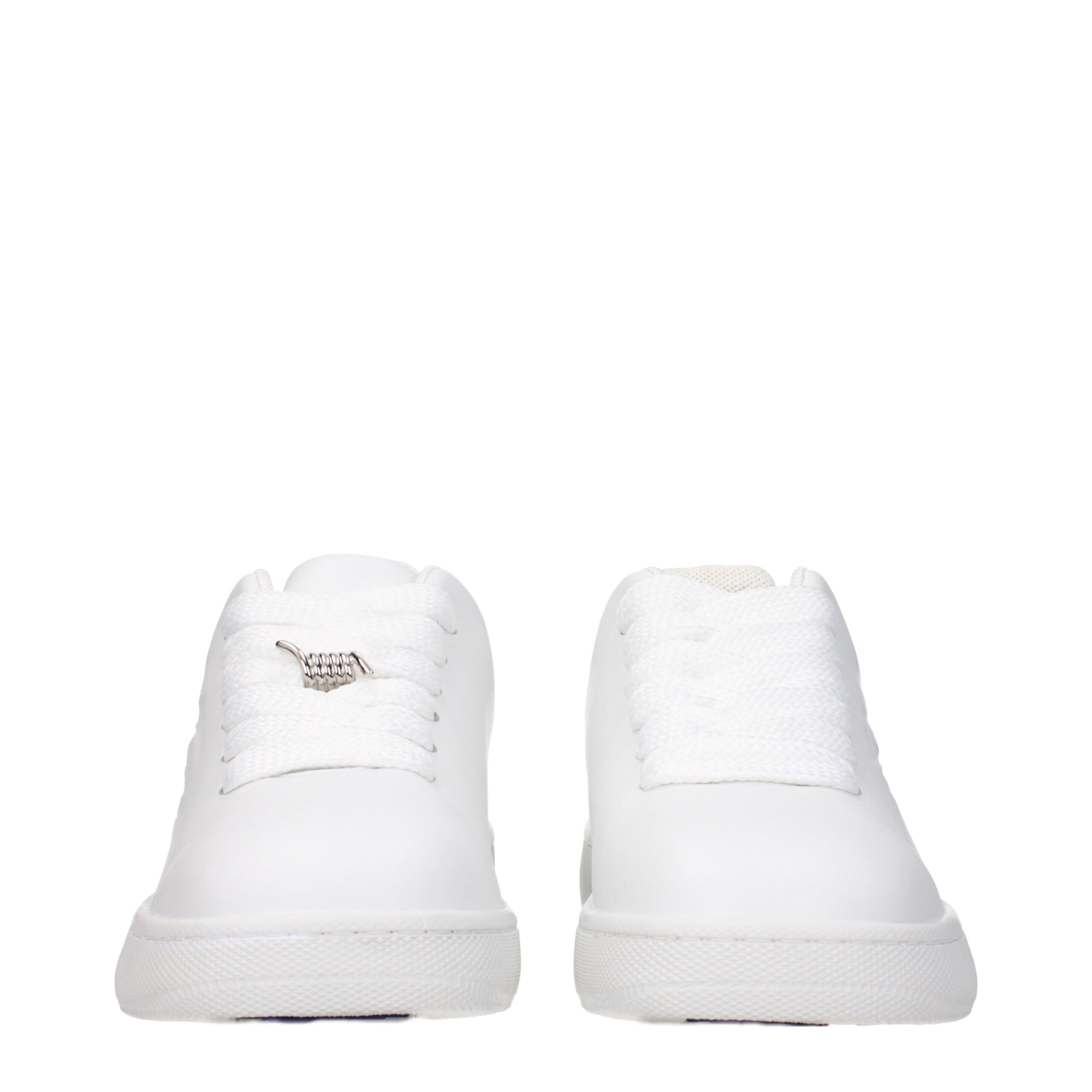 Burberry White Leather Low Top Sneakers - Image 3
