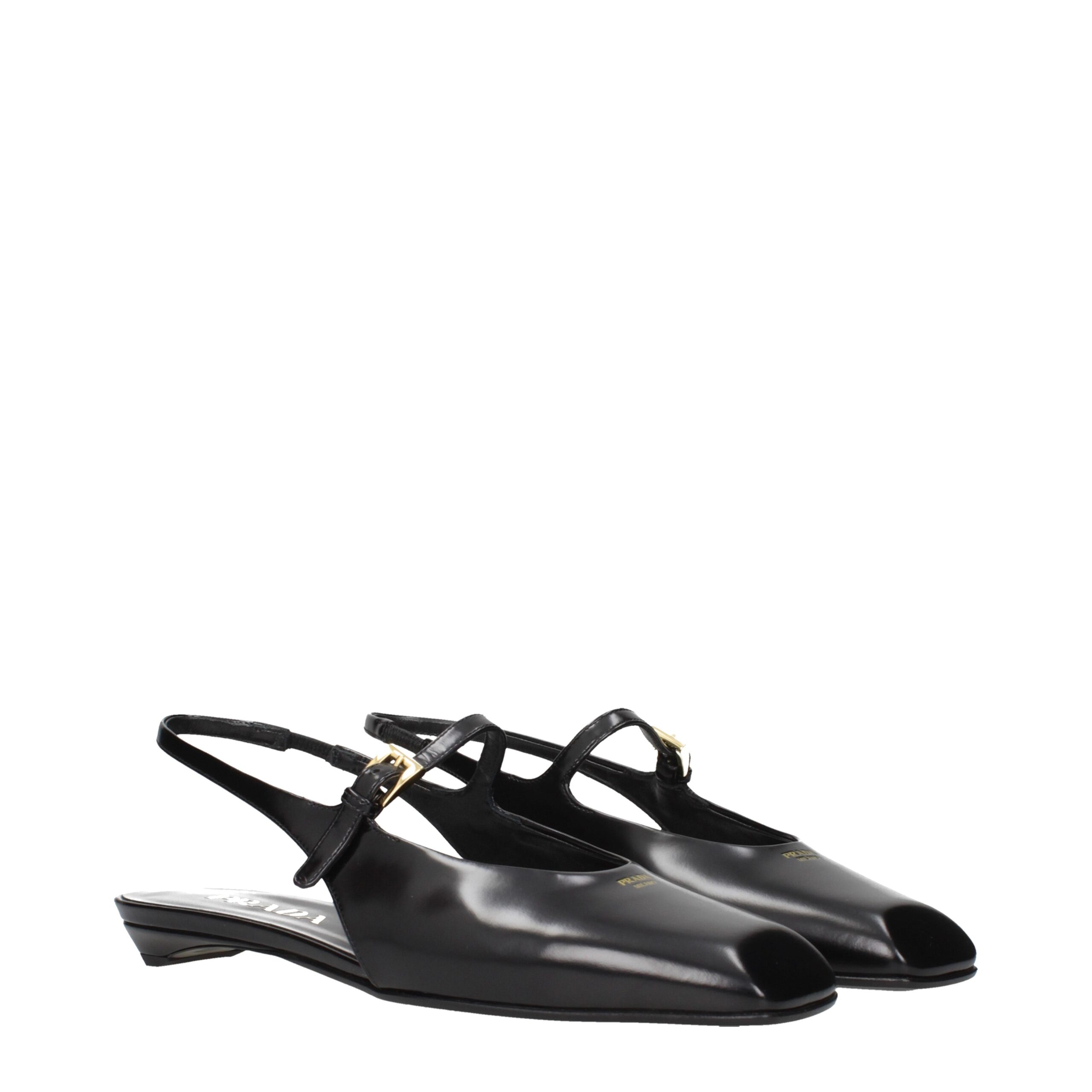 Prada Black Leather Flat Sandals - Image 2