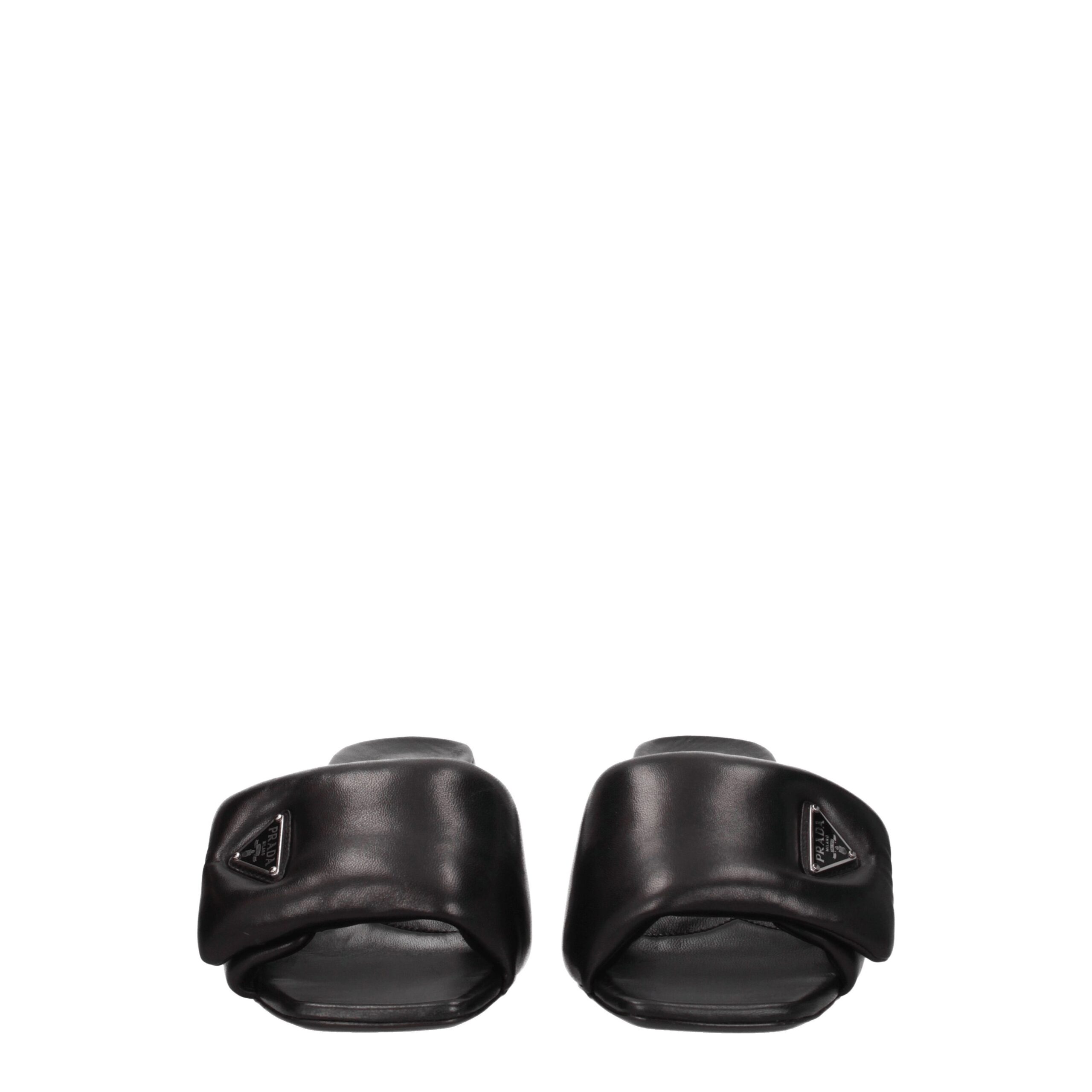 Prada Black Leather Platform Sandals - Image 3