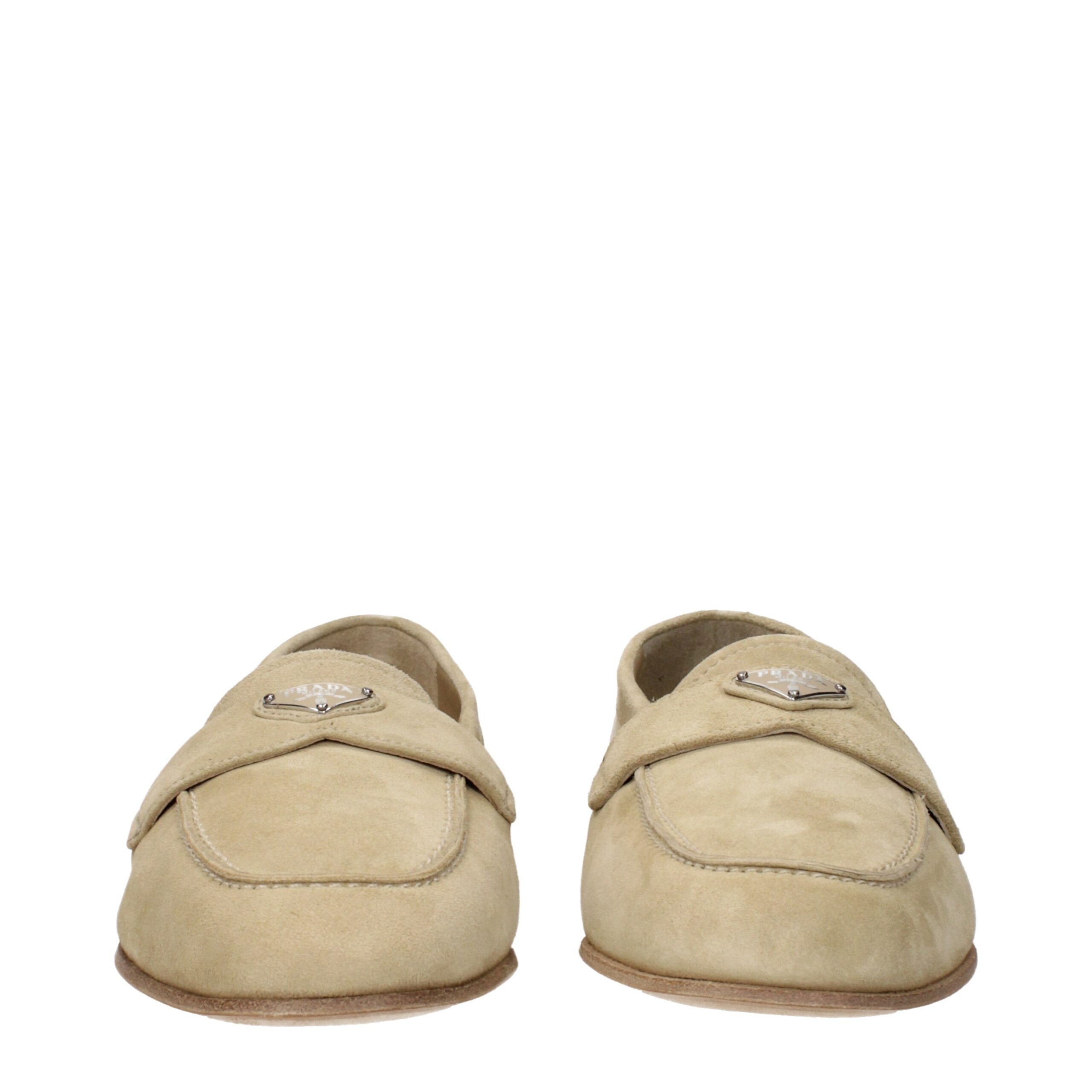 Prada Beige Leather Slip-On Loafers - Image 3