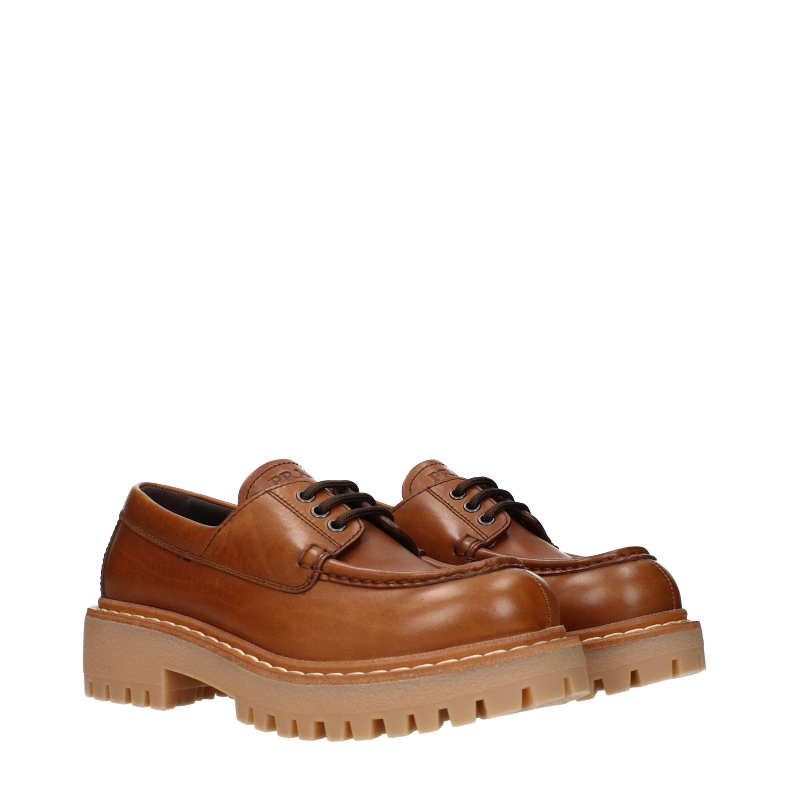 Prada Brown Leather Oxfords And Derbies - Image 2
