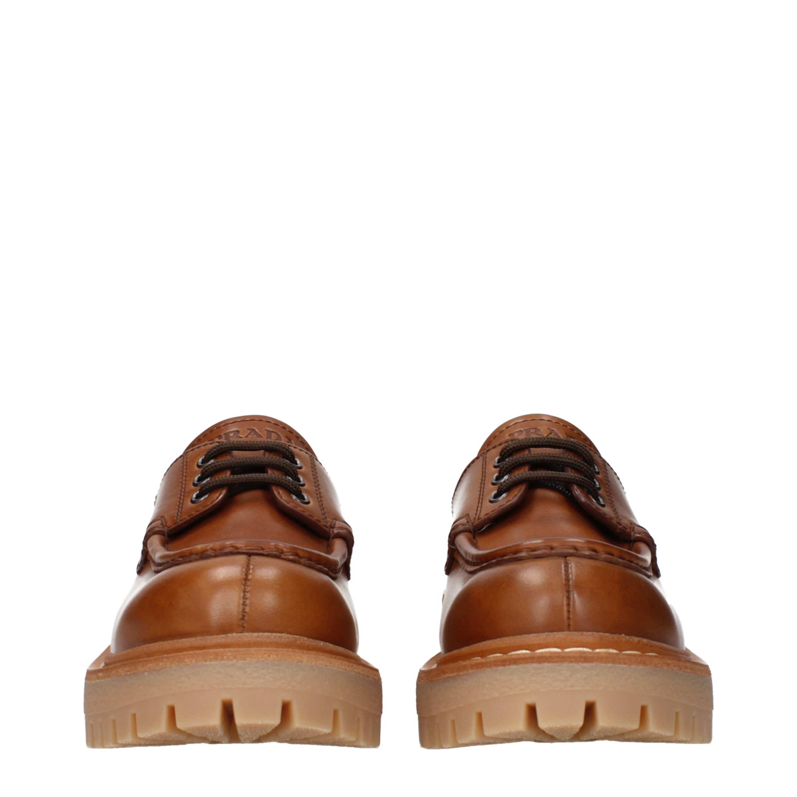 Prada Brown Leather Oxfords And Derbies - Image 3