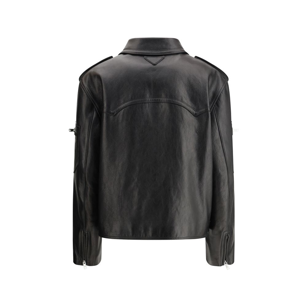 Prada Black Leather Jacket - Image 2