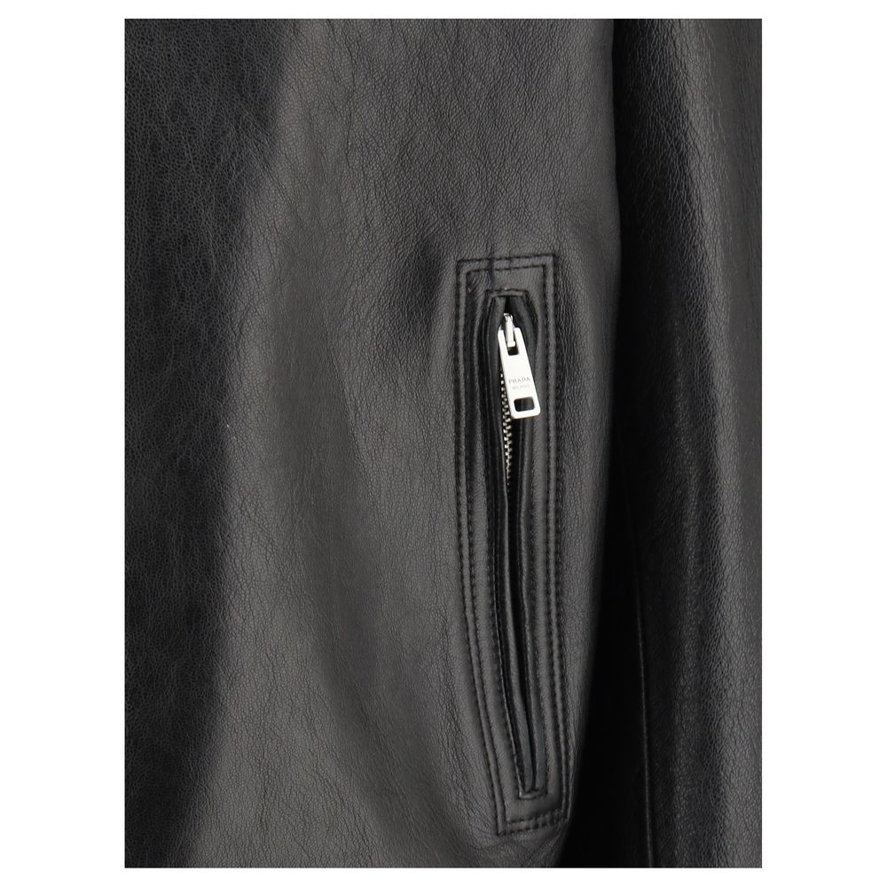 Prada Black Leather Jacket - Image 3