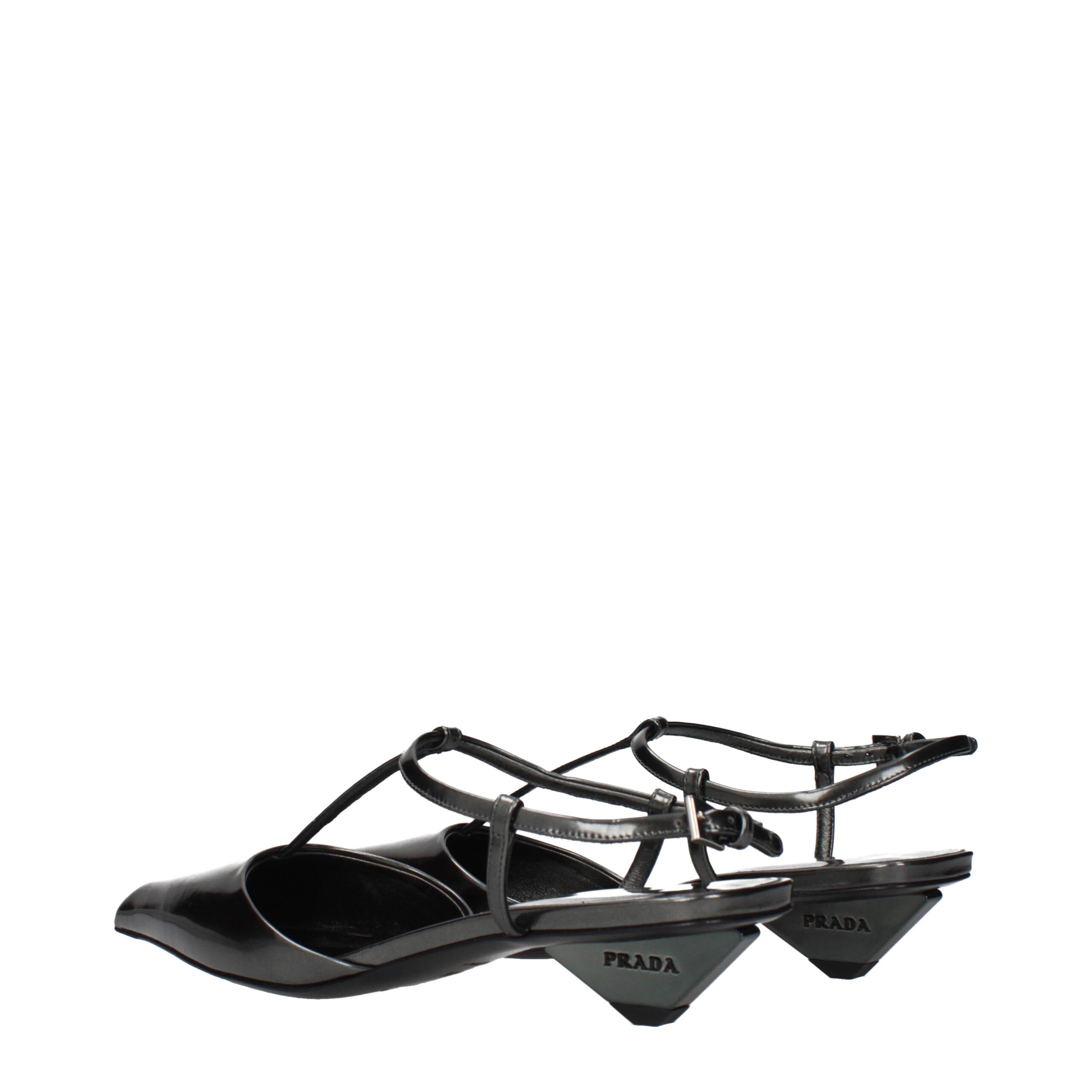 Prada Gray Leather Flat Sandals - Image 4